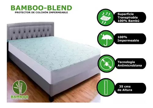 Cubre Colchon Forro Impermeable Bambu Queen Size Suave