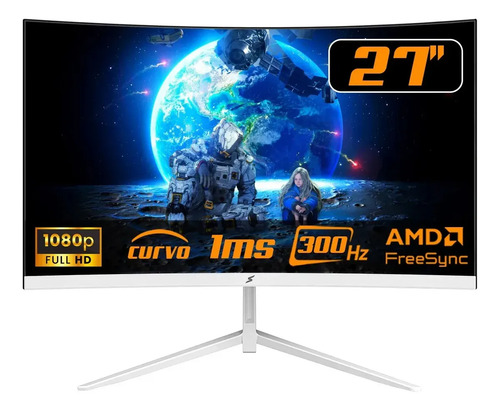 Monitor Gamer Superframe 27 Curvo 300hz 1ms Branco Branco