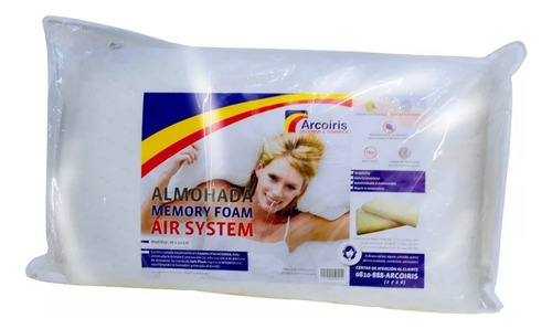 Imagen 3 de 3 de Arco Iris Almohada Viscoelastica 70x40 Memoria Funda Lavable