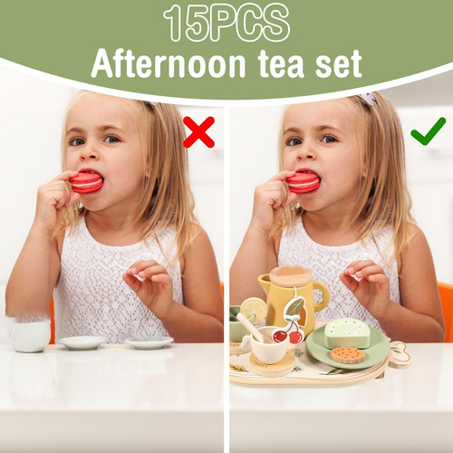 Juego De Té Para Niños, Juego De Té De Silicona Y Madera