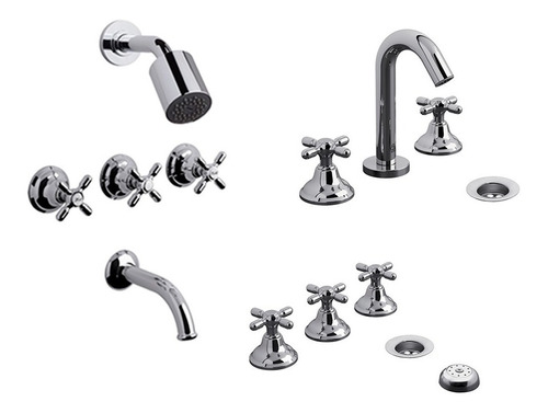 Grifería Fv Newport Combo Lavatorio Ducha Bidet 0900.03/b2p 