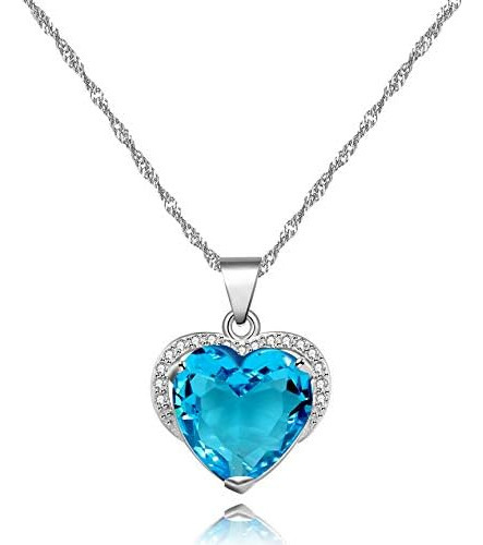 Uloveido Collar Con Colgante De Corazón De Cristal Azul E 