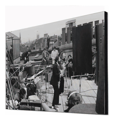 Cuadro De The Beatles En La Azotea Tocando - Musica - 33x48 