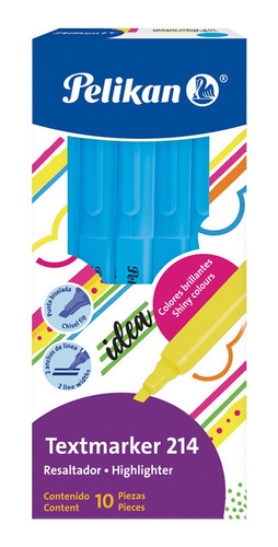 Marcatextos Resaltador Delgado 214 Con 10 Piezas Color Azul
