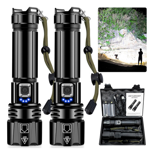 Linterna Led Recargable 1000lm, 5 Modos Zoom, Impermeable Y