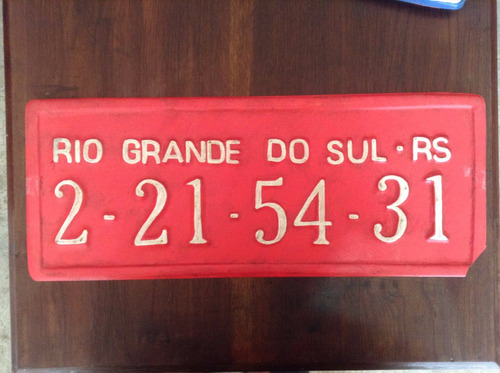 Antiga Placa De Plastico Vermelha Rio Grande Do Sul !!