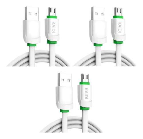 Kit 3 Cabos Usb Celular V8 Android  Booglee