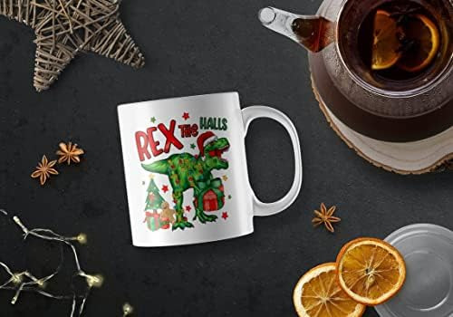 Rex The Halls T-rex Taza De Café Lindo Día Festivo Navidad A