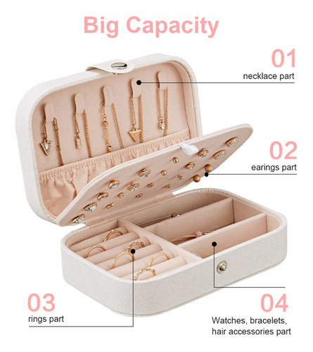Caja De Joyería Para Las Mujeres De Doble Capa De Viaje
