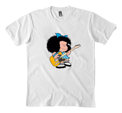 Imagen 1 de 6 de Remera Mafalda Guitarra Modal Premium Hombre Mujer Niños
