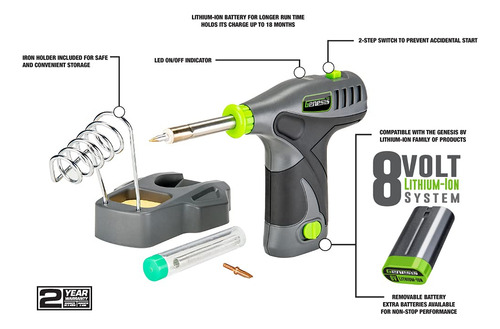 Genesis Glsi08b Soldador Inalambrico Ion Litio 8 Voltio