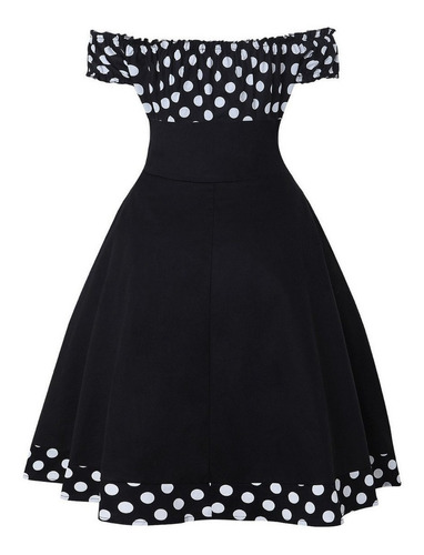 Imagen 6 de 6 de Vestido De Cóctel Rockabilly Para Mujer Con Hombros Descubie