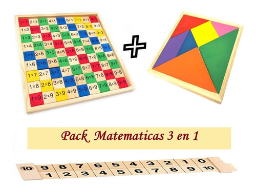 Pack 3 En 1 Matemáticas Niños Didácticos Madera / Barbazar