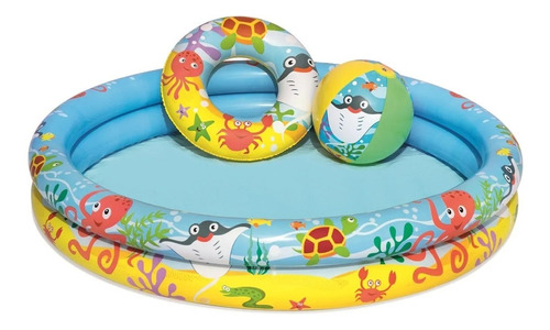 Piscina Inflable 1,22m + Aro Salvavida + Pelota 27cm Bestway