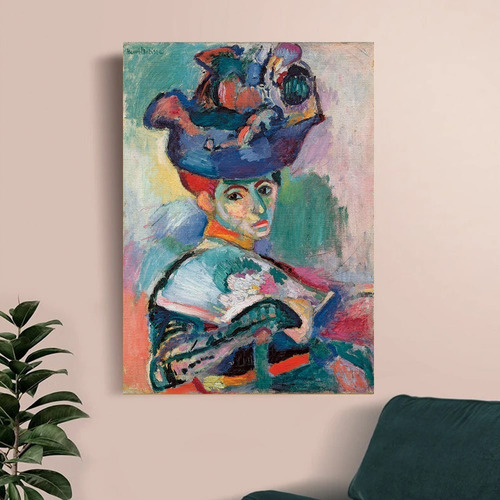 Cuadro Arte Henri Matisse Mujer Con Sombrero En Canvas Hd