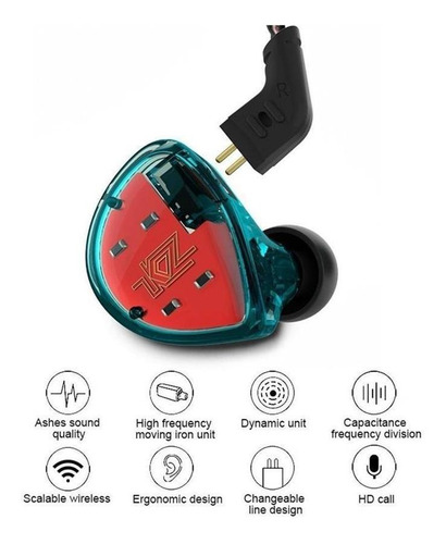 Imagen 1 de 4 de Kz Es4/cyan Auricular In-ear Sistema Híbrido Carcasa Ergonom