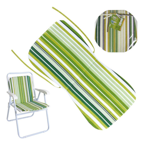 Almofada Para Cadeira Plástica E Praia Linea Listrada Verde