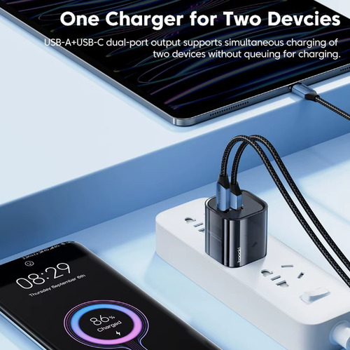 Mini Cargador Celular Gan /carga Rapida/2 En 1/ Usb A Tipo C