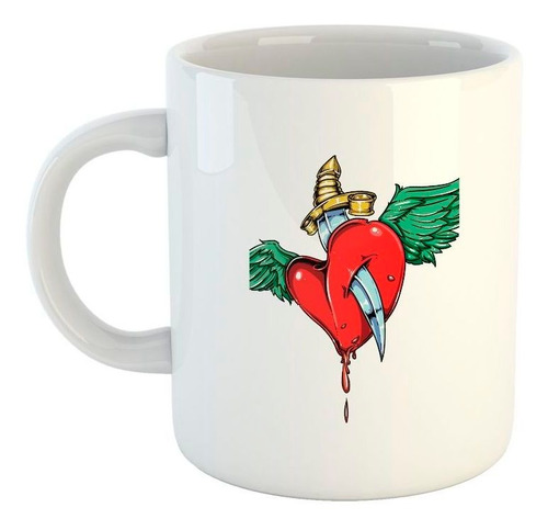 Taza De Ceramica Corazon Roto Cuchillo M1