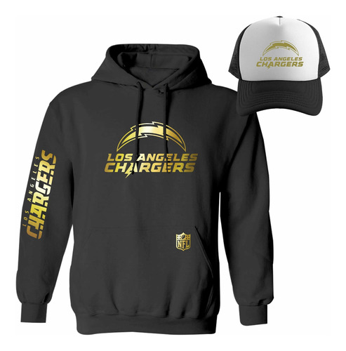 Kit Sudadera + Gorra Estilo Los Angeles Chargers Nfl Gold