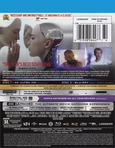 Imagen 2 de 3 de 4k Ultra Hd + Blu-ray Ex Machina