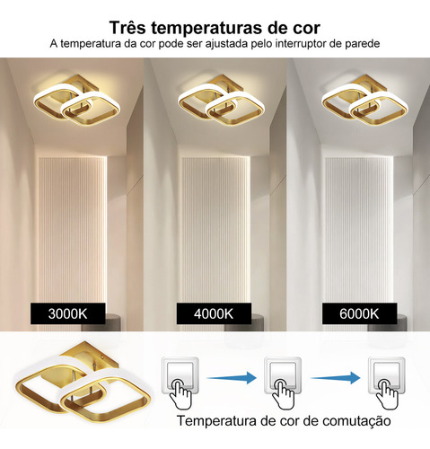 S Luminária De Teto 28w Lustre Led Quarto Banheiro 3 Em 1,c