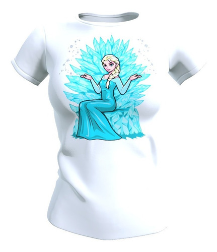 Polera Mujer Diseño Elsa Frozen Cristales, Todas Las Tallas