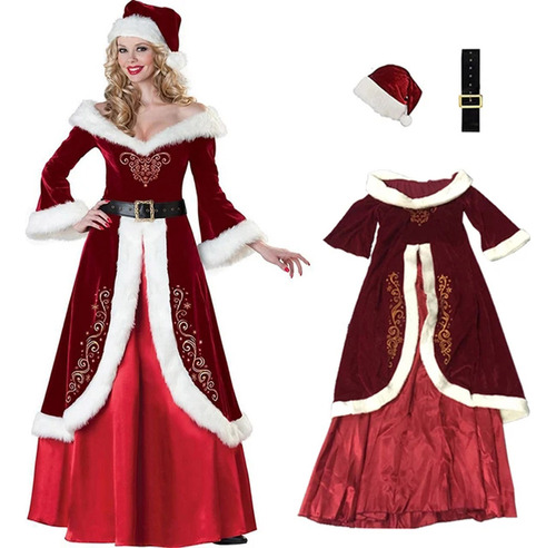 Conjunto De Disfraces Navideños De Papá Noel, Vestido Largo
