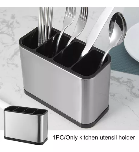 Laxinis World Soporte para utensilios de cocina de acero inoxidable,  organizador grande de utensilios, diseño rectangular moderno, utensilio de  6.1 x