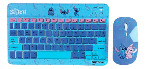 Kit Teclado Y Mouse Stitch Recargable Dual Bluetooth Azul 2