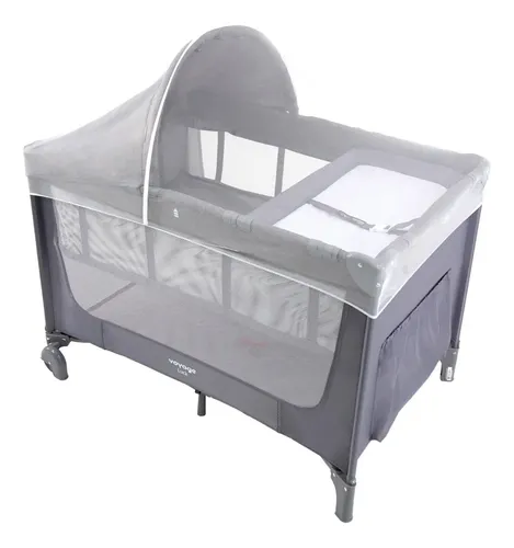 Berço Portátil Infantil Cercado Luck Cinza Mescla - Voyage
