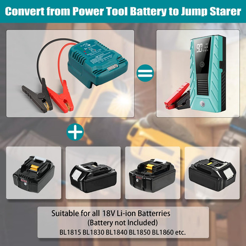 Kit Jumper Cables Jump Para Batería De 18 V, Arranque Rápido