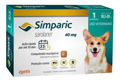 Zoetis Simparic 20mg Perro - Verde oscuro - 1 - 10.1 kg - 20 kg - 1 - Unidad - 1