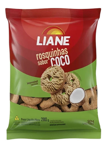 Biscoito Doce Rosquinha De Coco Sem Lactose Liane 280g