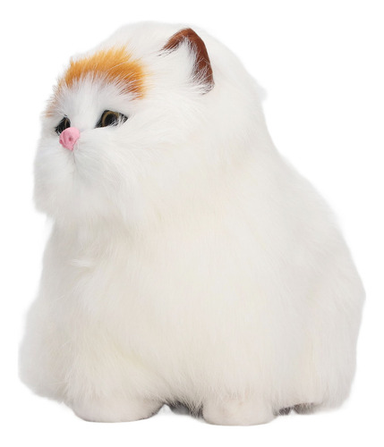 Estatua Decorativa De Gato Peludo, De Piel Sintética, Divert