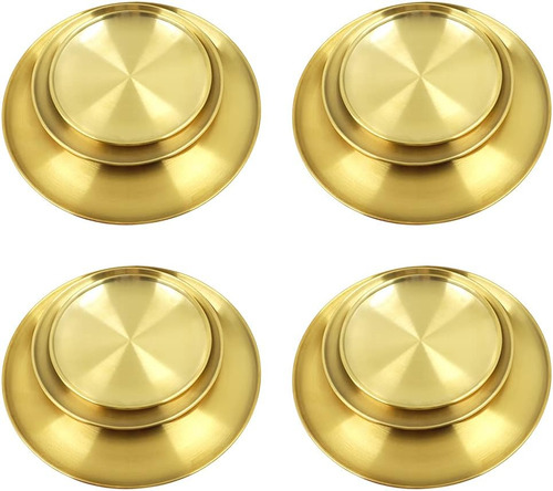 Juego Platos Acero Inoxidable Dorado 12 Pz 25.9 Cm 6278982