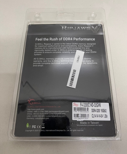 Memória G.skill Ripjaws V Ddr4 3200mhz B-die Cl14 2x16 32gb