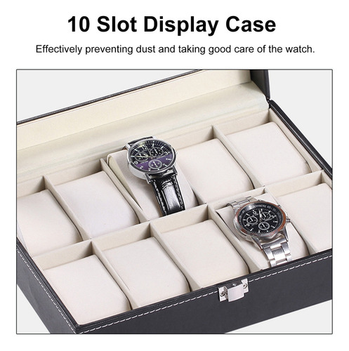 Caja De Almacenamiento Para Relojes: Vitrina De 10 Ranuras C