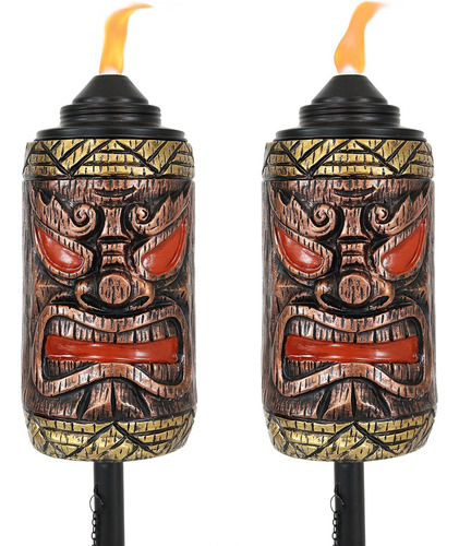 Sunnydaze Tiki Face Torch, Outdoor Patio And Lawn Torchs, 24
