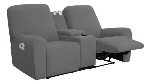 Funda Elástica Para Sofá De Dos Plazas Reclinable Con Consol