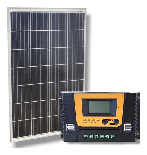 Panel Solar Mono 100w + Regulador De Carga 10 A Pwm 4 Usb 