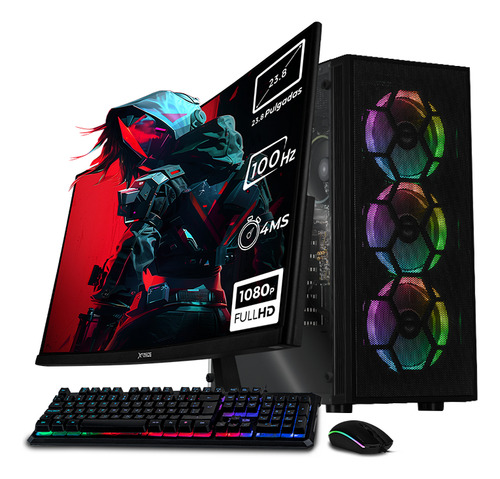 Xtreme Pc Gaming Amd Radeon Vega Renoir Ryzen 7 5700g 16gb Ssd 1tb Monitor Curvo 23.8 100hz Wifi Dragonfly Mesh Black