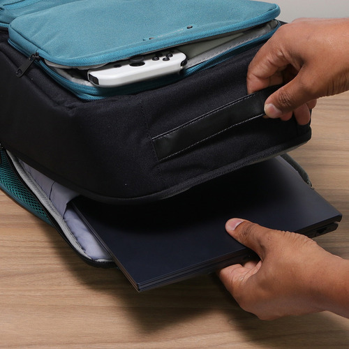 Mochila Adamantiun Shield Prime Custom Notebook 16 Polegadas Cor Azul-petróleo Desenho Do Tecido Preto