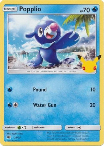 Popplio 23/25 25th Anniversary Holo Promo Pokemon Tcg