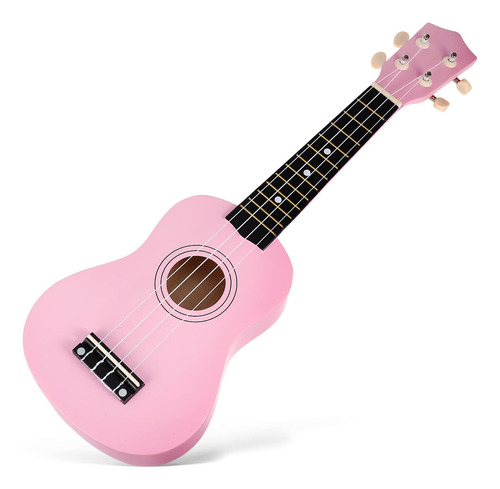 Ukelele Madera Soprano Para Niño Rosa Guitarra Acustica Tilo