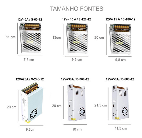 Fonte Colméia 12v 15a 180w S180-12 Cftv Bivolt