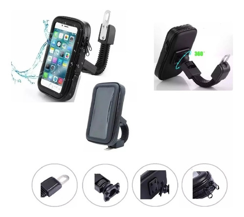 Soporte Estuche De Celular Para Moto Bici Impermeable 360°