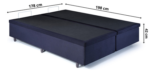 Cama Box Baú King 178x198x42cm Suede Preto Com Pistão A Gás