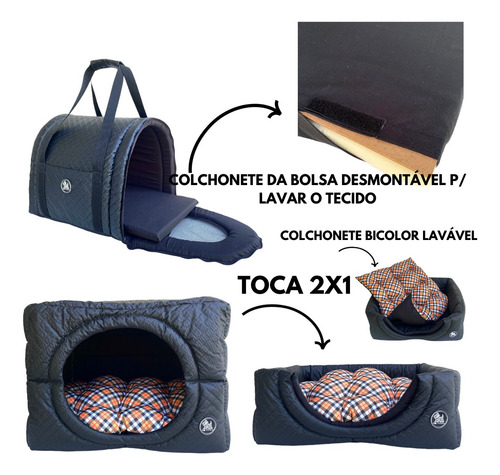 Toca Caminha + Bolsa De Transporte Kit Gato Cachorro 2x1