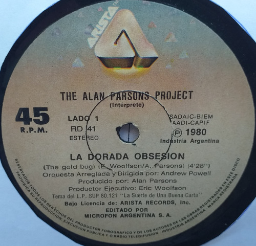 The Alan Parsons Project - La Dorada Obsesión - Simple 1980